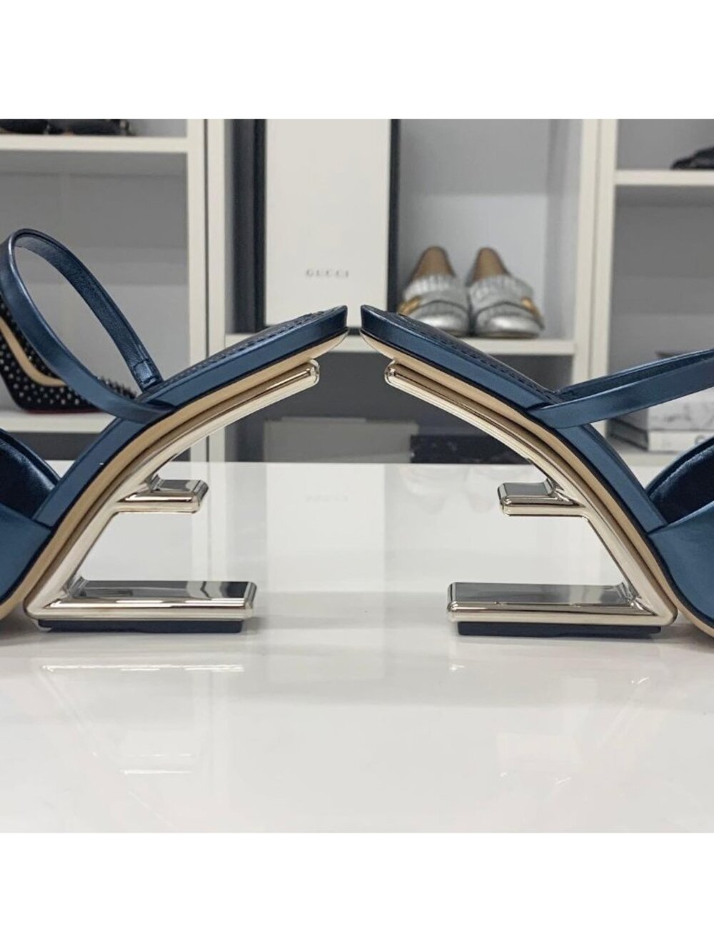 Fendi First Leather Metal Heel Strap Sandals - Picture 10 of 10